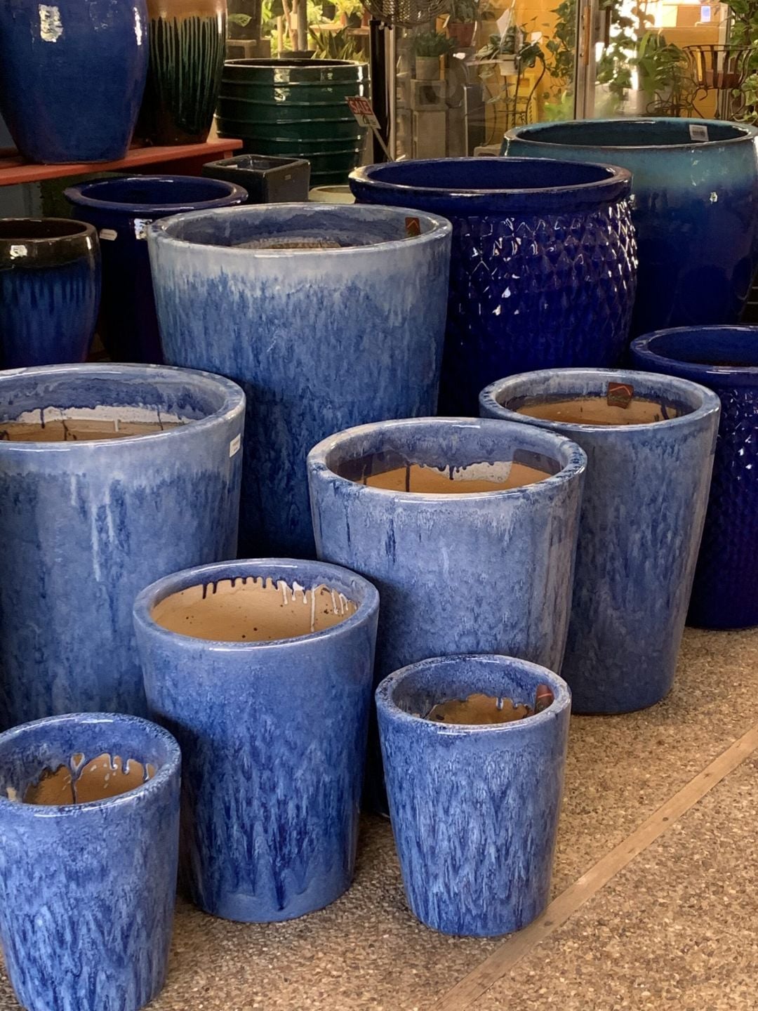 Designer pottery in many glaze colors
