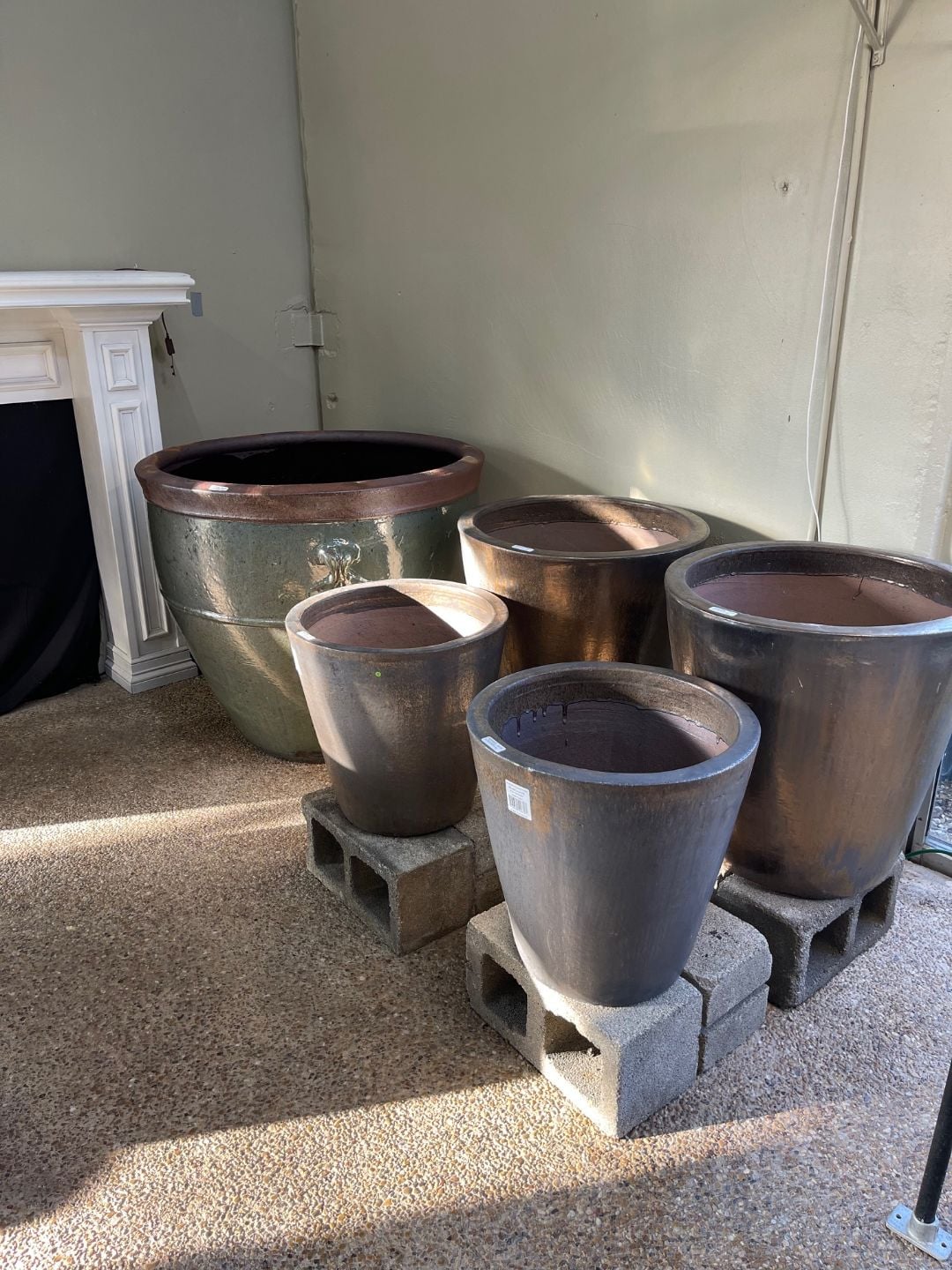 Large ceramic pots on display