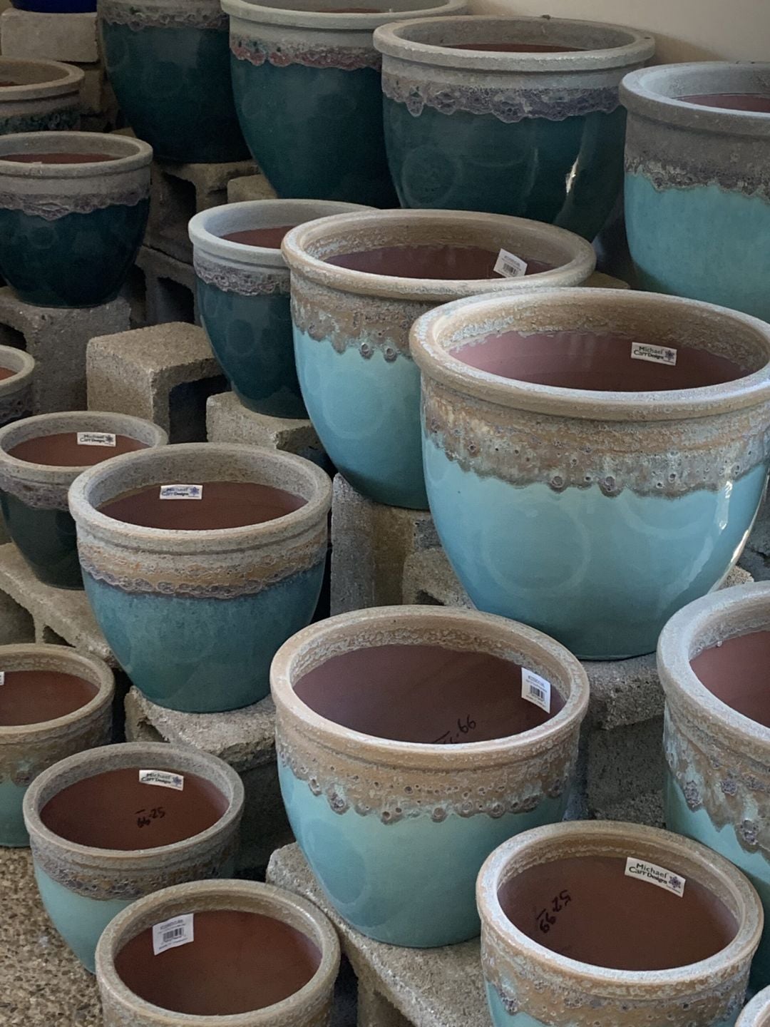 Michael Carr aqua glazed pots