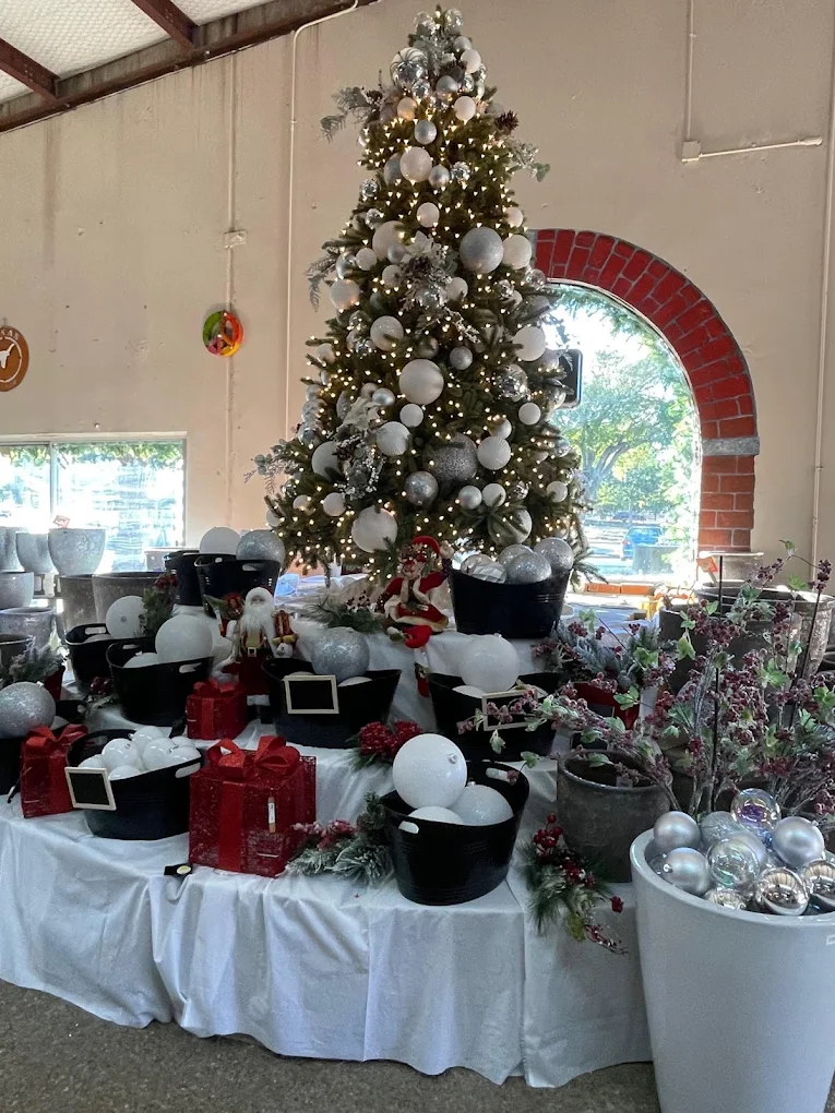 A decorated themed tree at Candy Cane Corner
